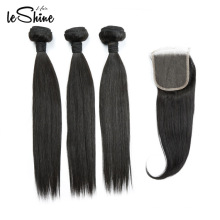 FREE SHIPPING Double Drawn Virgin Peruvian Human Extensions Weave 10a Grade Hair Bundles With Closure